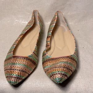 ENZO ANGIOLINI FLAT SKIMMERS WITH RHINESTONES